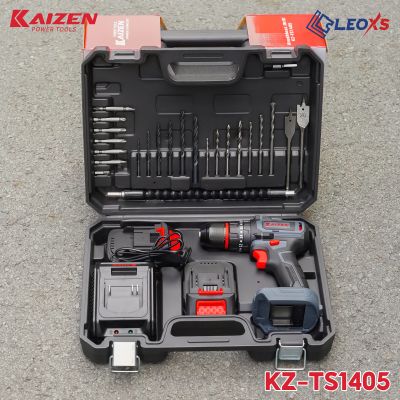 MÁY KHOAN PIN 3 CHỨC NĂNG ĐẦU KẸP 10MM KZ-TS1405 TẶNG KÈM 24 LINH KIỆN THEO MÁY 