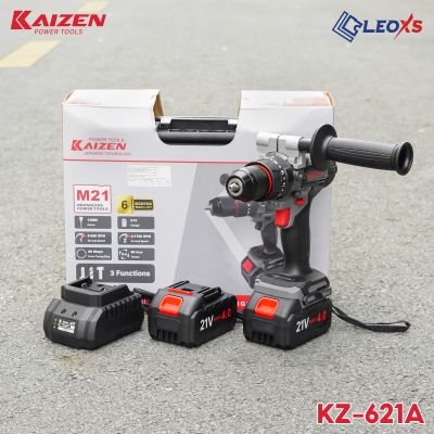 MÁY KHOAN PIN 3 CHỨC NĂNG CAO CẤP KZ-621A KAIZEN 80NM KHÔNG CHỔI THAN, CHÂN M21 