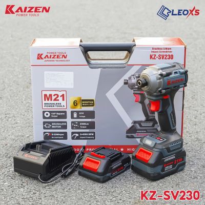 MÁY SIẾT VÍT KAIZEN KZ-SV230 KHÔNG CHỔI THAN, CHÂN PIN M21 230NM 3 BƯỚC CHỈNH LỰC