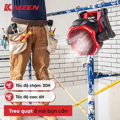 QUẠT DÙNG PIN 40W KAIZEN BẢN CAO CẤP CÓ HẸN GIỜ KZ-CF360 LINH HOẠT ĐIỆN AC/DC
