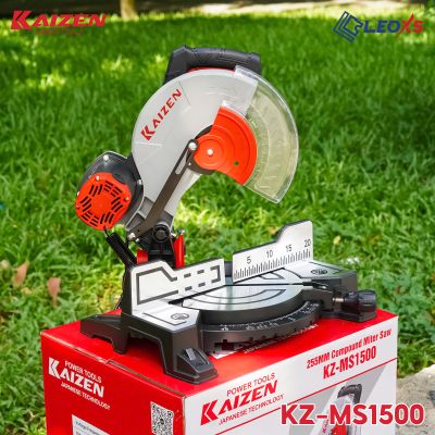 MÁY CẮT NHÔM DÂY CUROA LƯỠI 255MM MỚI HIỆU KAIZEN MÃ KZ-MS1500 CÔNG SUẤT 1500W