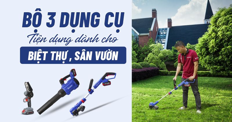 Bộ 3 Dụng Cụ Sân Vườn LEOxs &amp; Kaizen 21V – Giải Pháp Chuyên Nghiệp Cho Biệt Thự và Không Gian Sống Cao Cấp