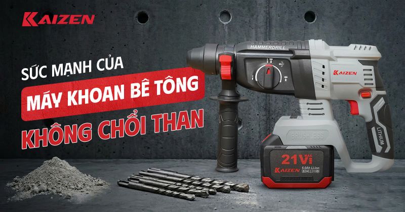 M&aacute;y Khoan B&ecirc; T&ocirc;ng Pin Kaizen KZ-RH26LI: Sức Mạnh 21V Kh&ocirc;ng Chổi Than, Hiệu Suất Đỉnh Cao